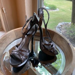 Marc Fisher Pewter Snake Print Platform High Heel